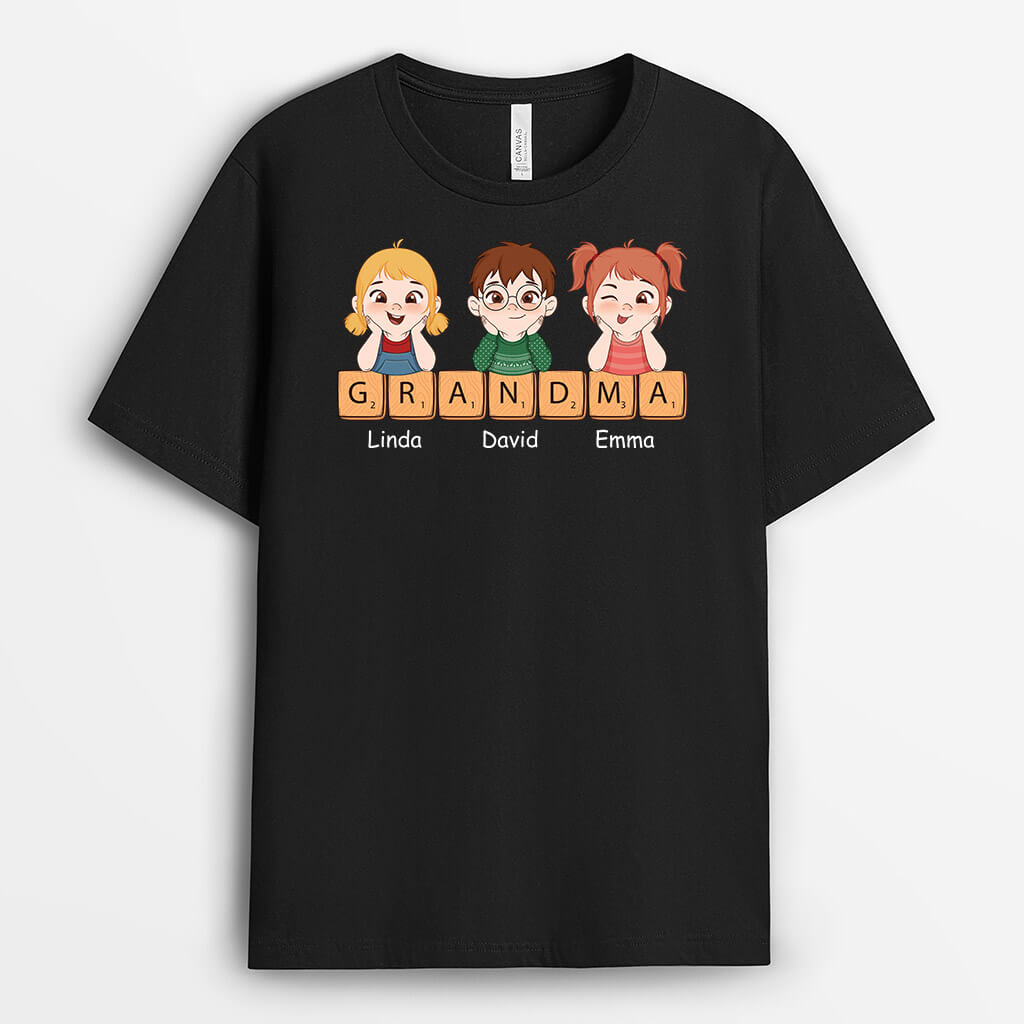 3204AUK2 grandkids name t shirt personalised presents for grandad