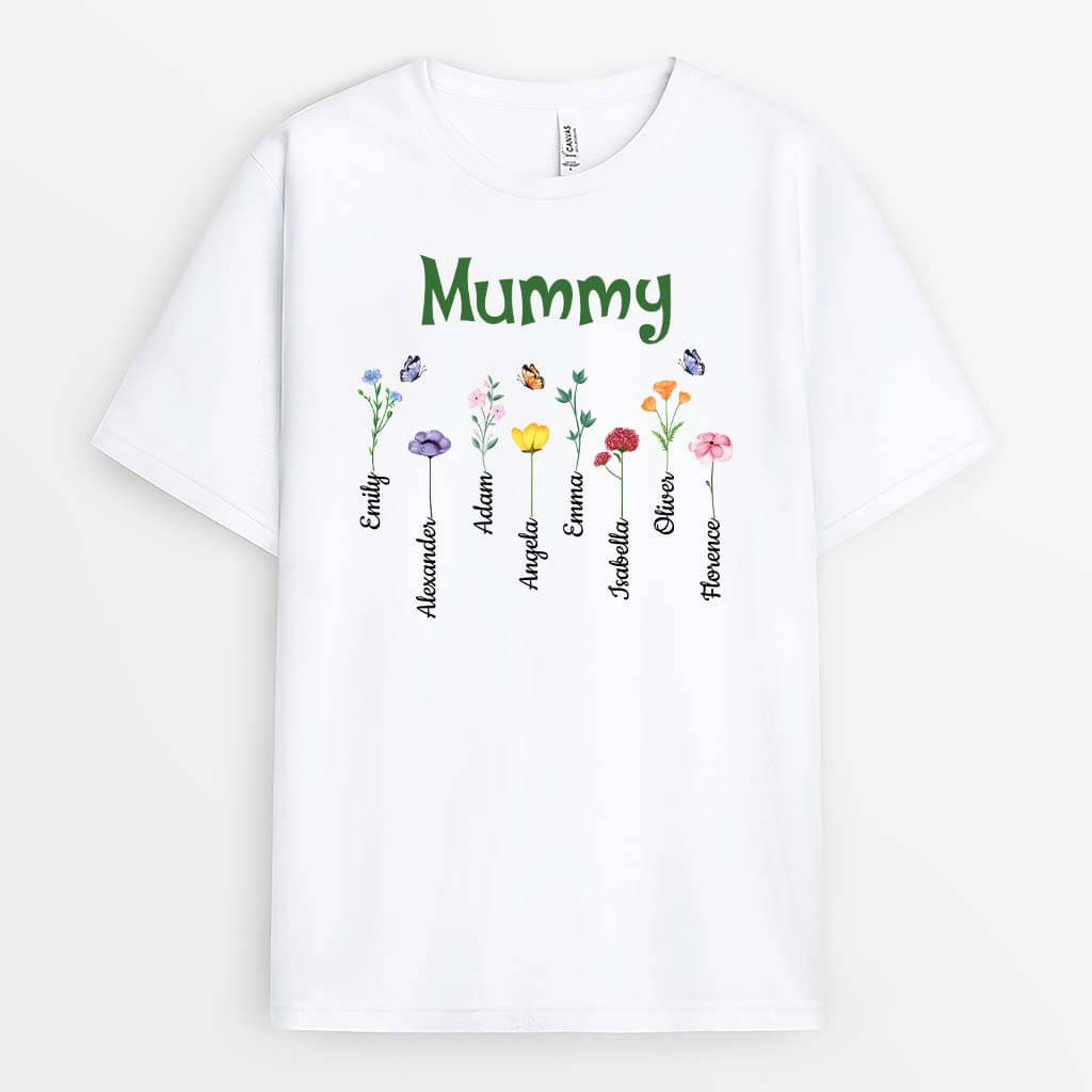 3219AUK2 grandmas flowers garden personalised t shirt for grandma