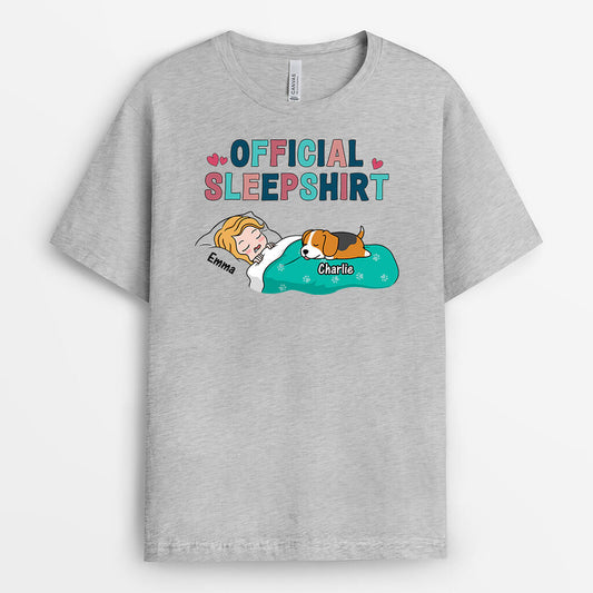 3220AUK1 official sleepshirt woman sleeping with dogs t shirt custom gifts for dog lovers uk