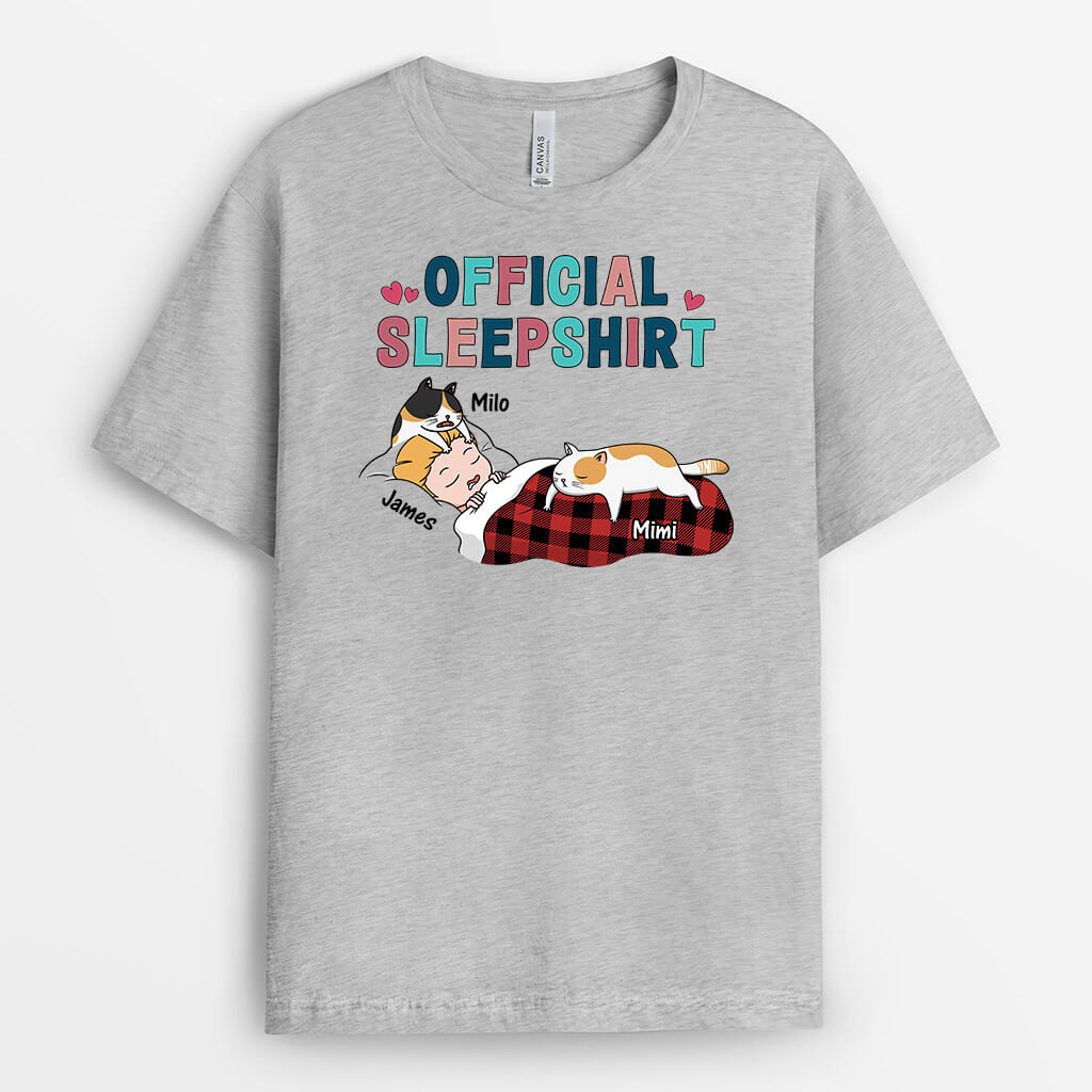 3220AUK2 official sleepshirt woman sleeping with cats t shirt custom gifts for cat lovers uk