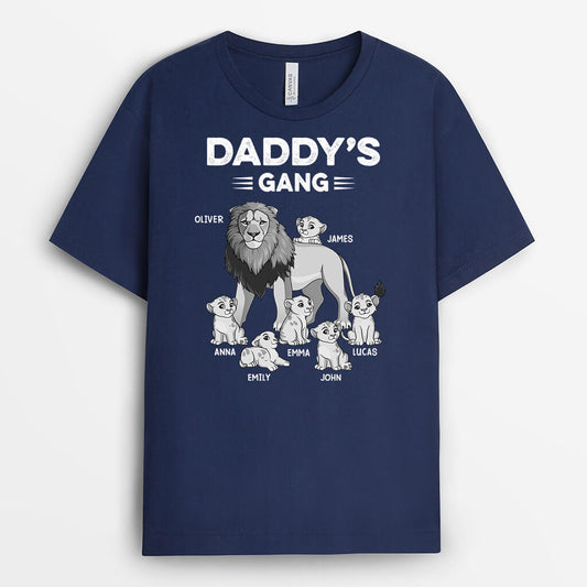 3226AUK2 grandads gang lion ver black white t shirt personalised presents for grandad