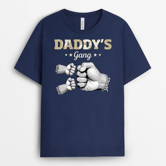 3231AUK2 grandads gang fist bump grandad with kids personalised t shirt for grandad