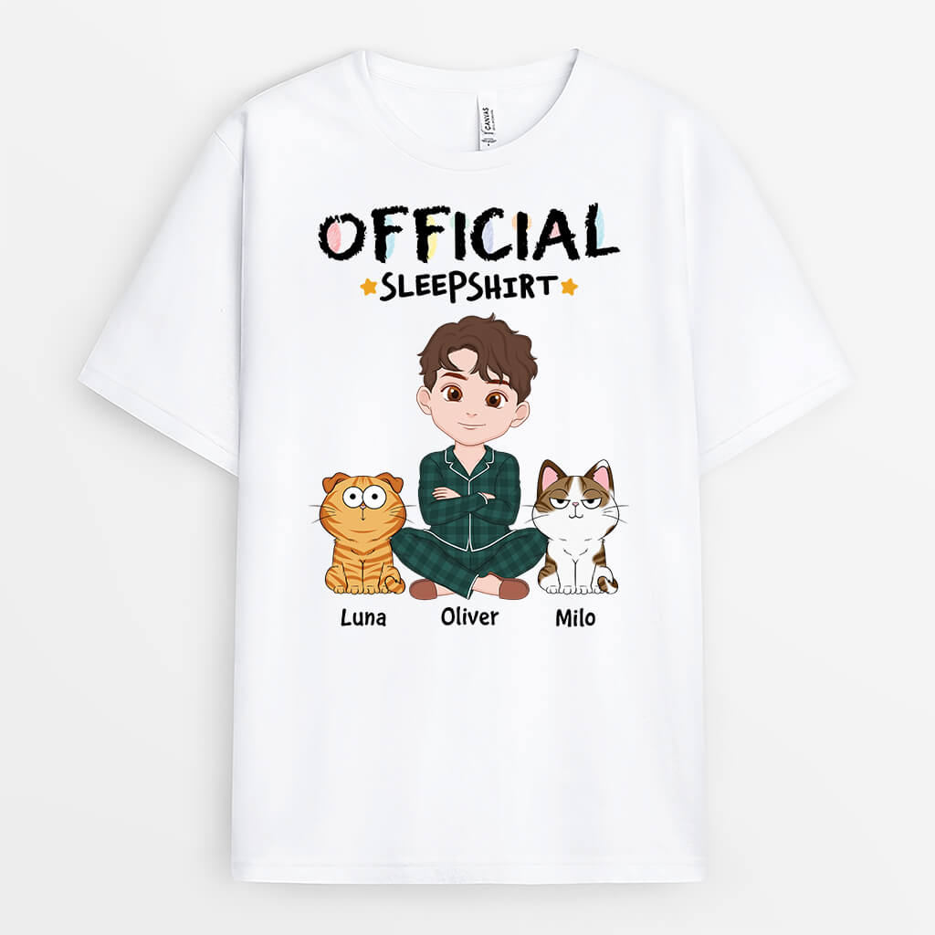 3237AUK1 cat themed official sleepshirt personalised gifts for him