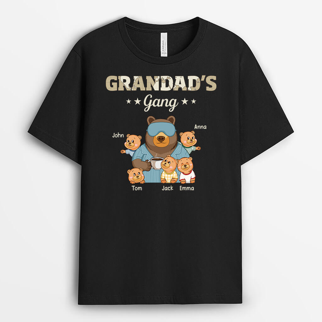 3262AUK1 cute bear grandads gang t shirt personalised gifts for grandad