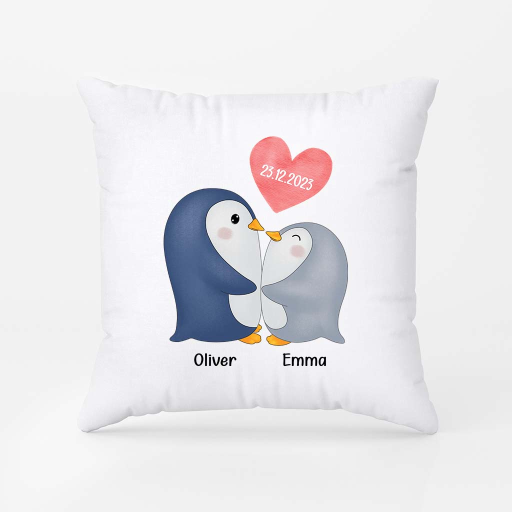 3288PUK1 penguins pillow personalised gifts for couples
