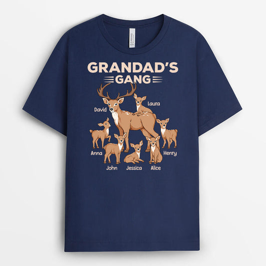 3292AUK1 deer grandads gang t shirt personalised gifts for grandad