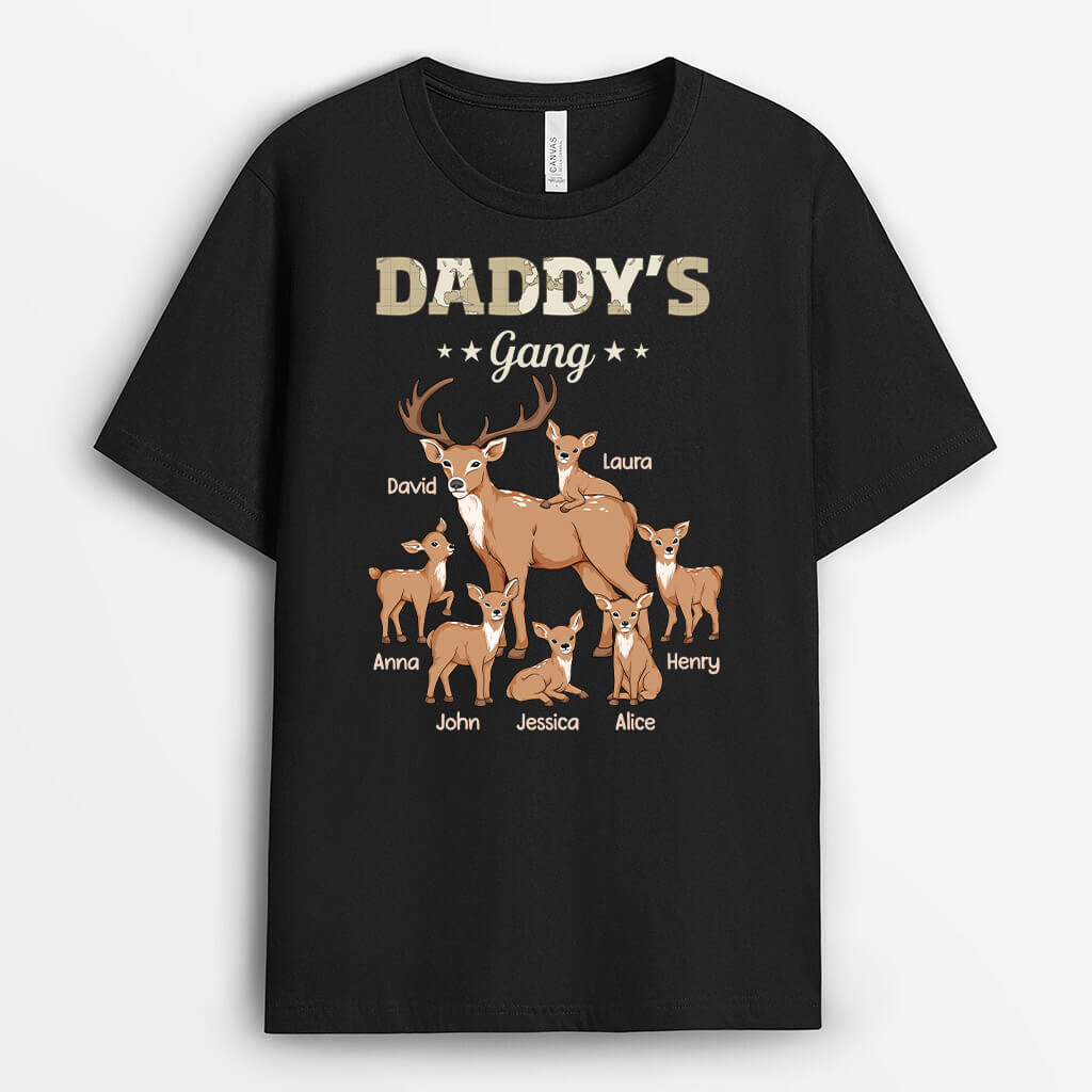 3293AUK2 deer grandpas gang t shirt personalised gifts for grandpa