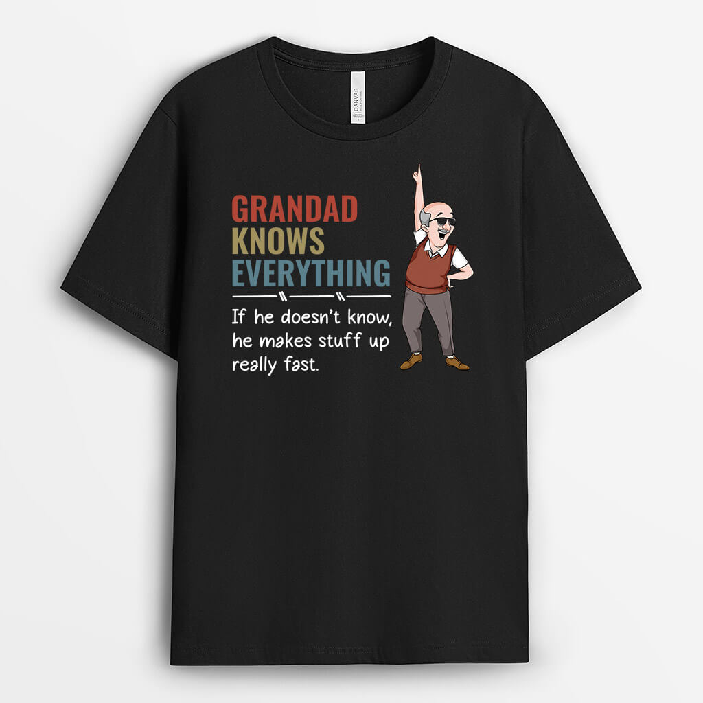 3300AUK1 personalised henry knows everythings t shirt personalised gifts for grandad