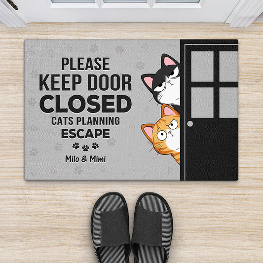 3308DUK2 please keep door closed doormat personalised gifts for cat lovers