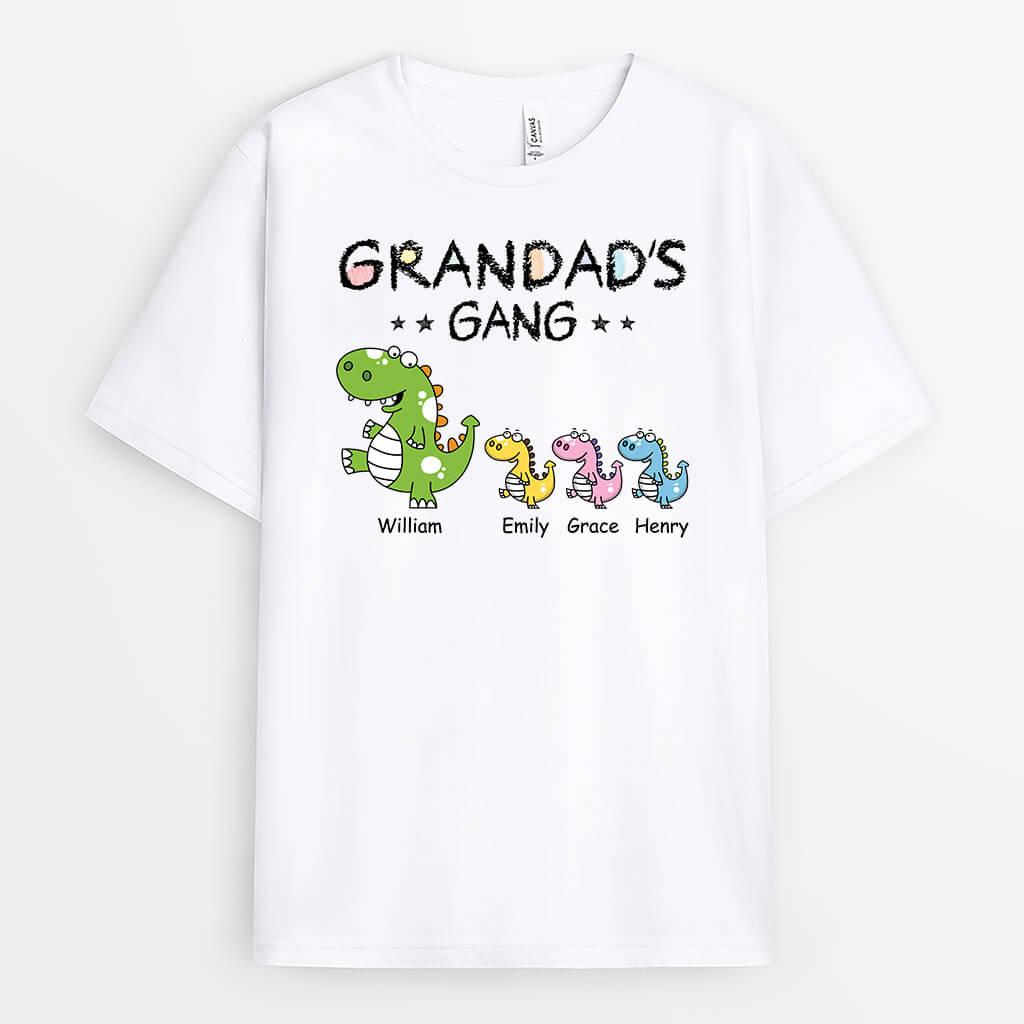 3312AUK1 dinosaurs grandads gang t shirt personalised gifts for grandad