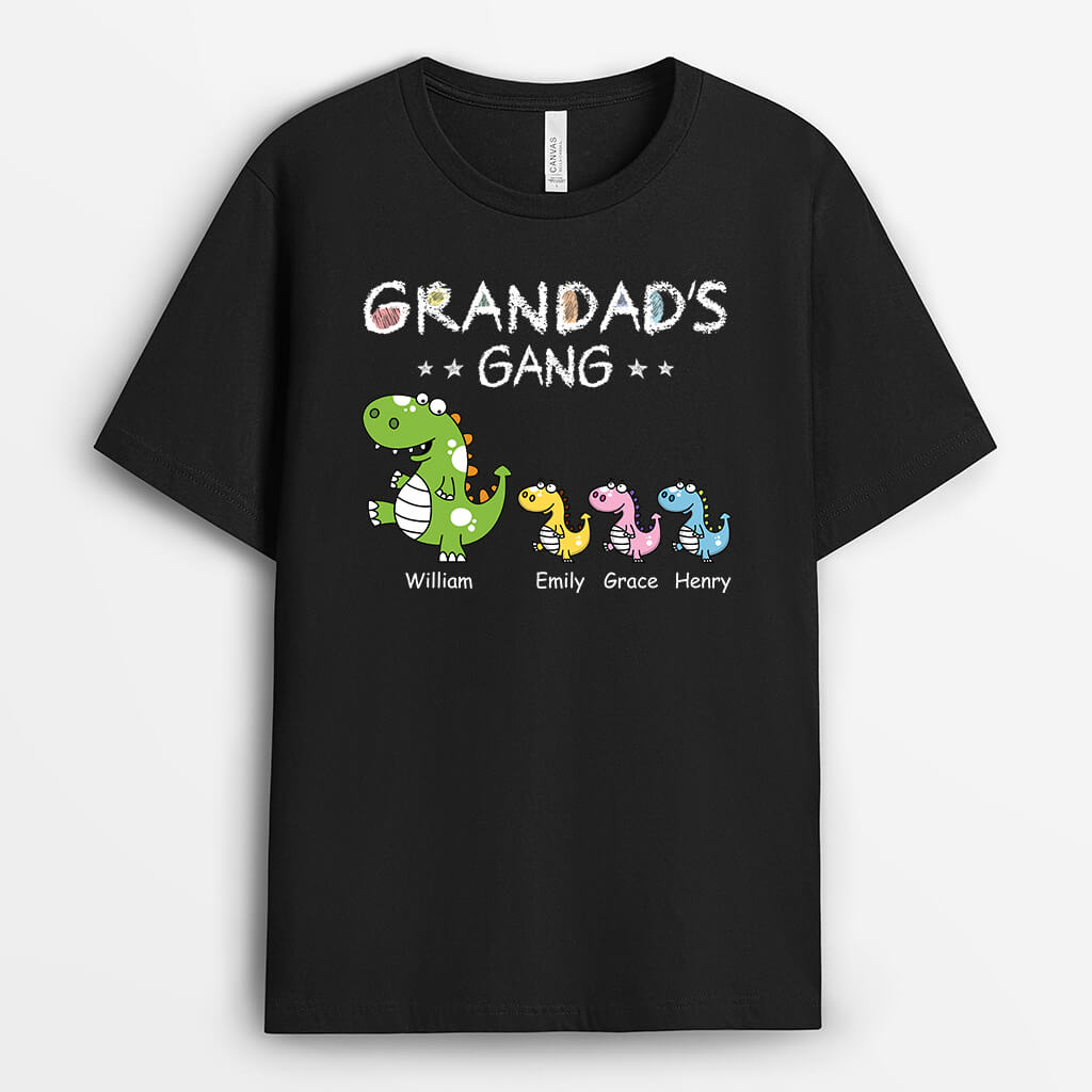 3312AUK1 grandads gang dinorsaus t shirt personalised gifts for grandad
