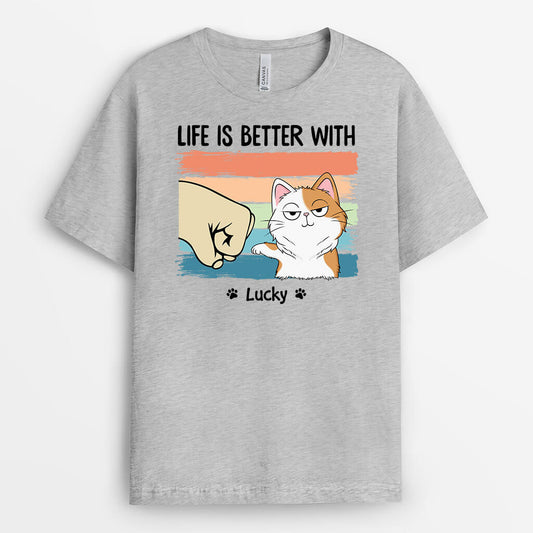 3314AUK2 life is better with t shirt personalised gifts for cat owners