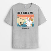 3314AUK2 life is better with t shirt personalised gifts for cat owners