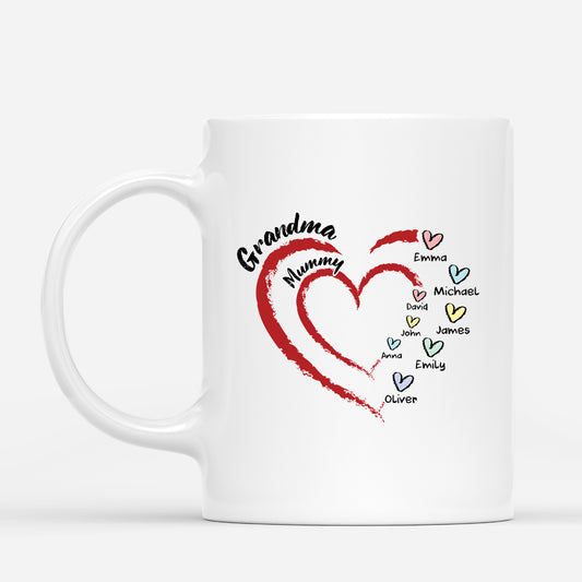 3319MUK1 personalised grandma mummy heart design mug personalised gift for grandma mum