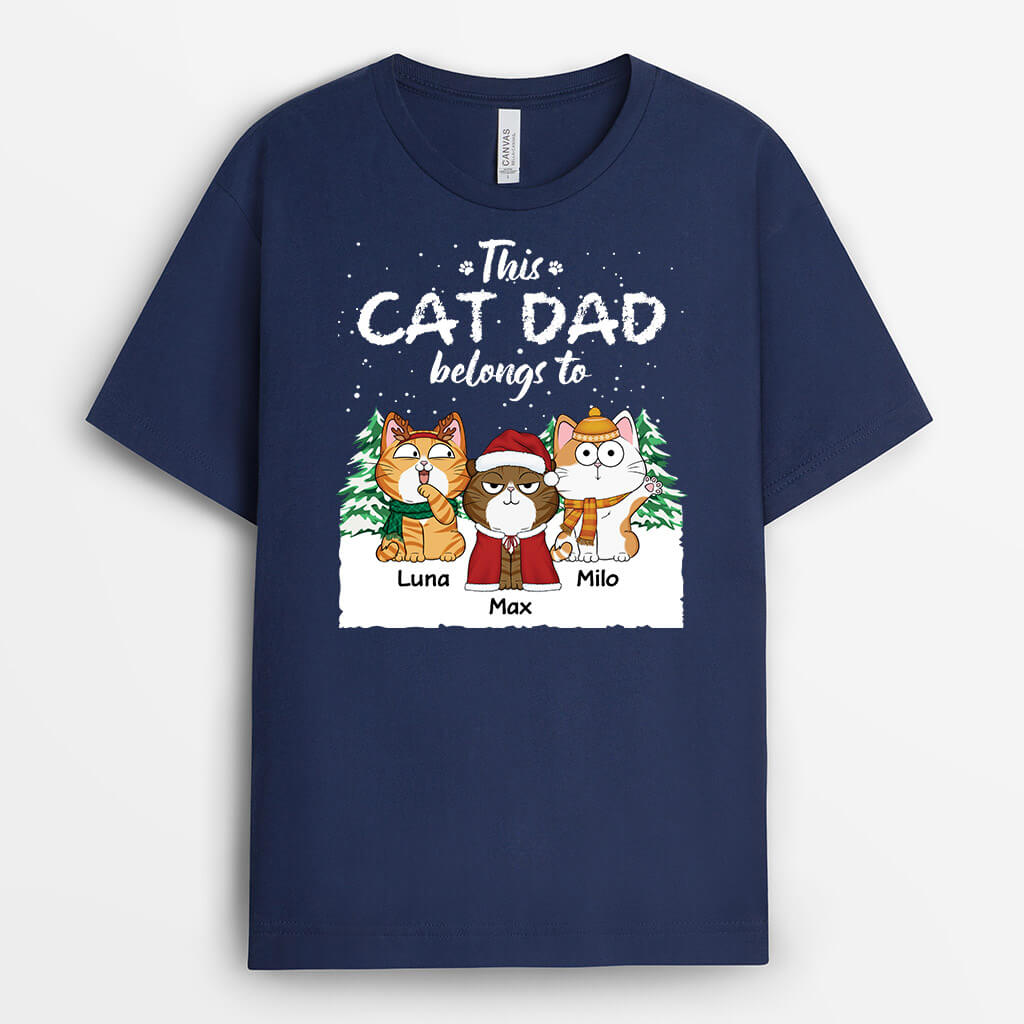 3322AUK2 personalised this cat mum belongs to snow design t shirt christmas gifts for her