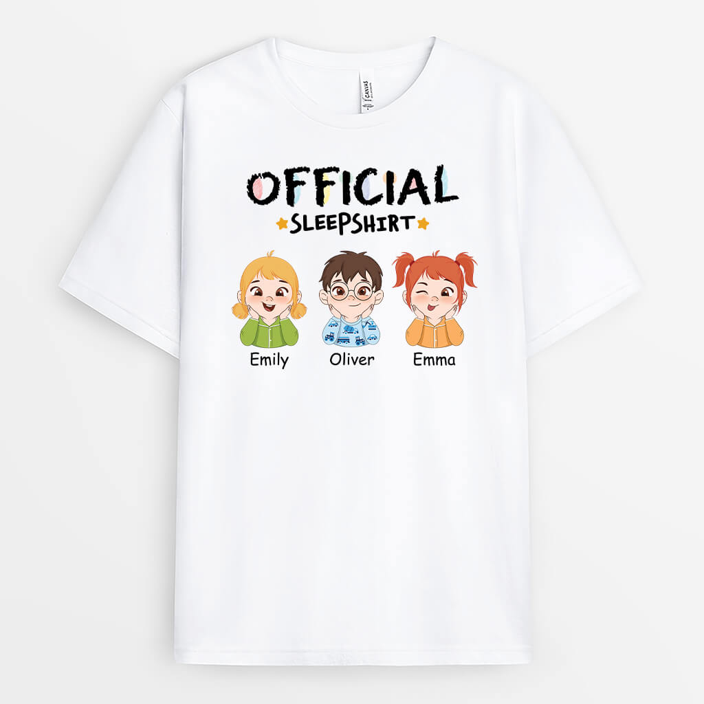 3328AUK1 personalised official sleepshirt kids t shirt personalised presents for grandma grandad