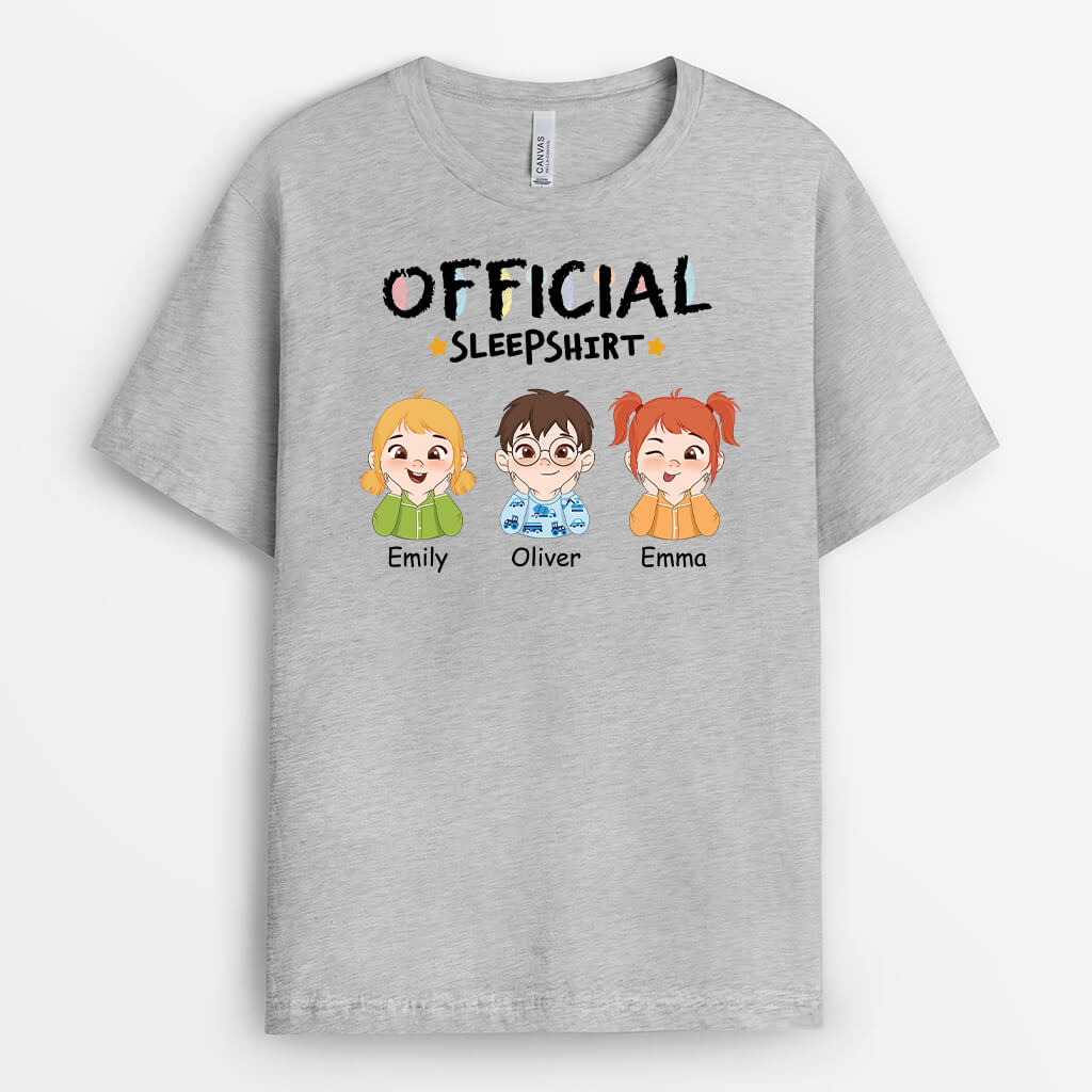 3328AUK2 personalised official sleepshirt kids t shirt personalised presents for grandma grandad