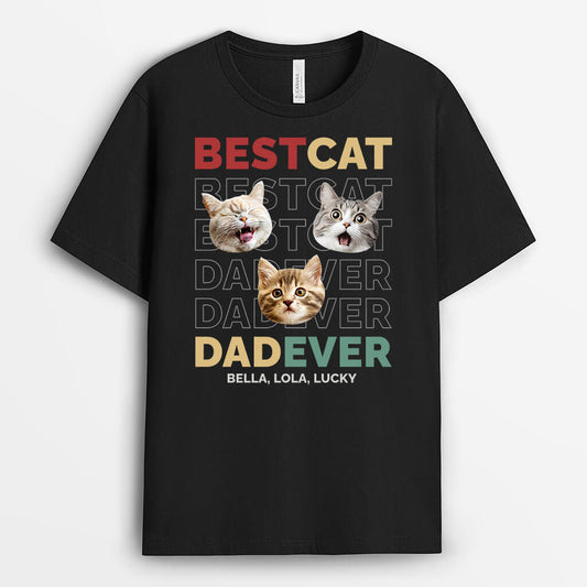 3329AUK2 personalised best cat dad ever t shirt personalised gift for cat owners