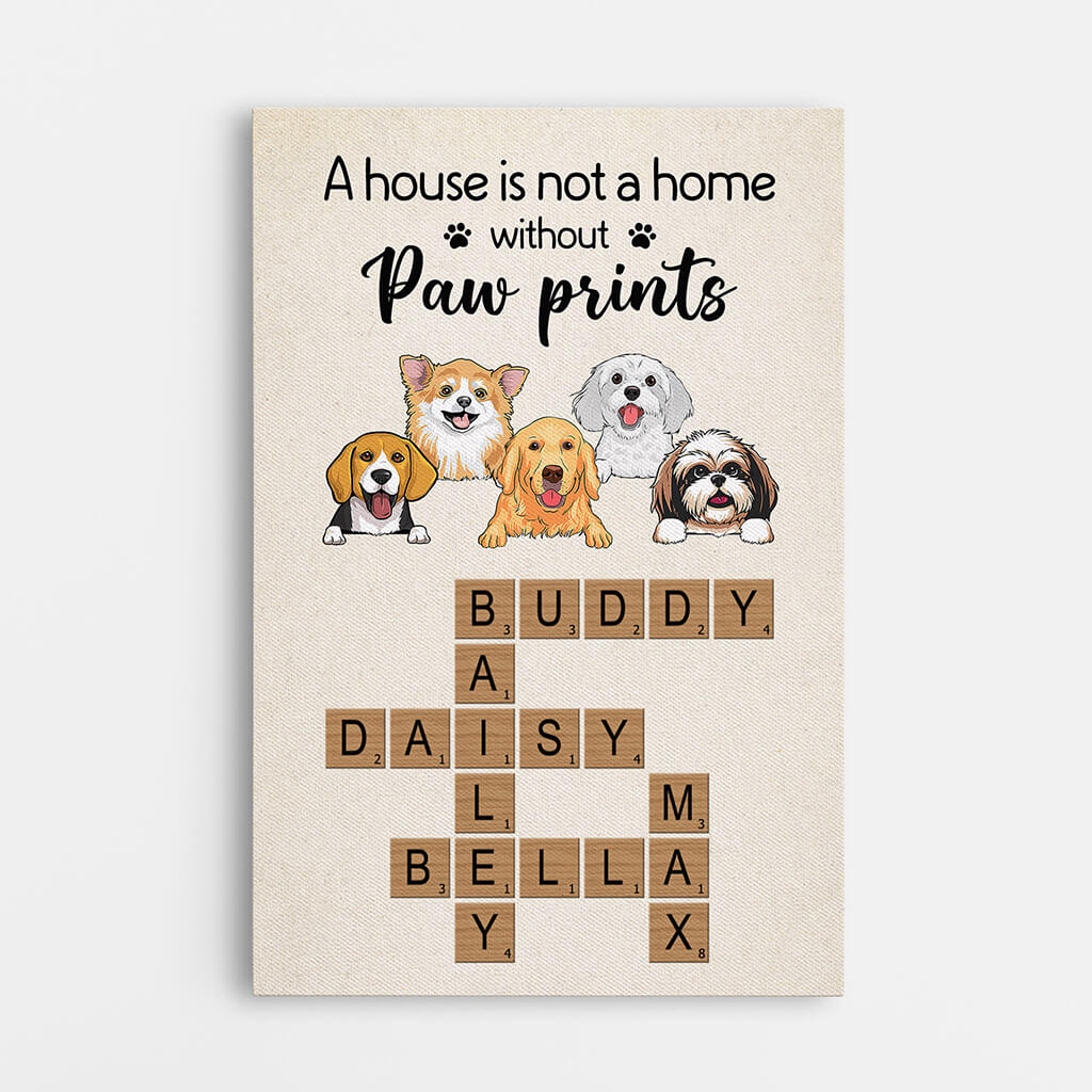 3334CUK1 personalised a house is not a home without paw prints canvas personalised gift for dog lovers