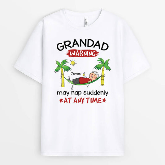 3346AUK1 personalised grandad dad warning may nap suddenly at any time t shirt funny gifts for grandad dad