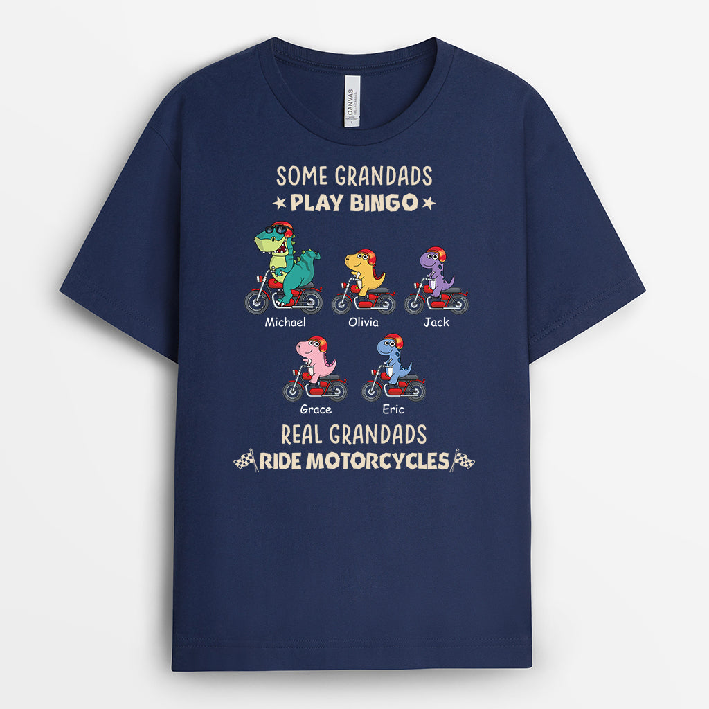 3347AUK1 personalised some grandads play bingo real grandads ride motorcycles t shirt funny gift for grandads