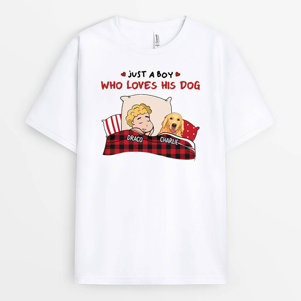 3366AUK1 just a girl boy who loves dogs t shirt personalised gifts for dog lovers