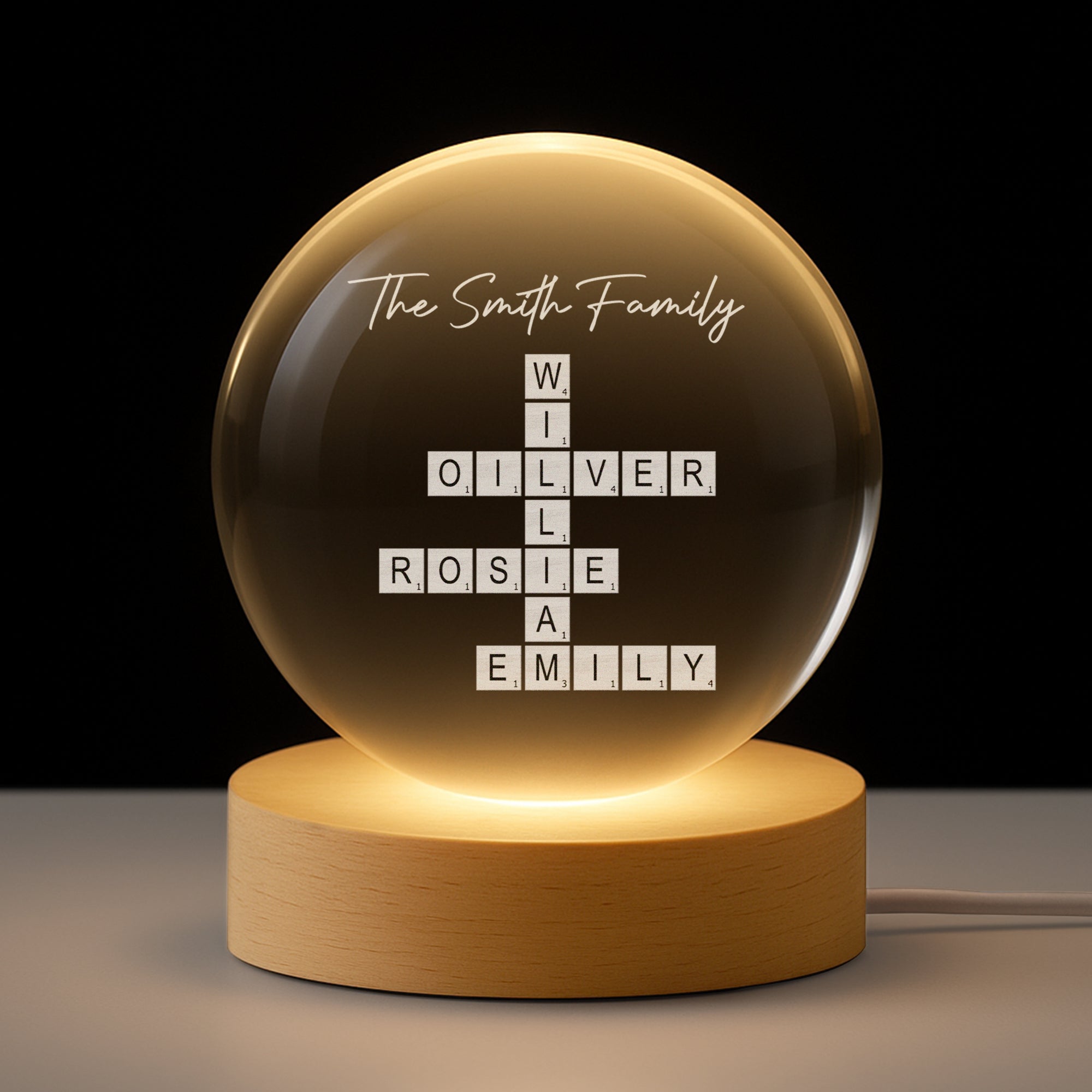 3370LUS1 crossword crystal ball lamp personalized gifts for family 3370LTP5I