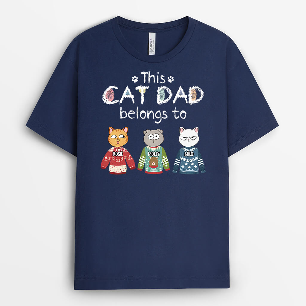 3374AUK2 this cat mum belongs to christmas theme t shirt personalised gifts for her