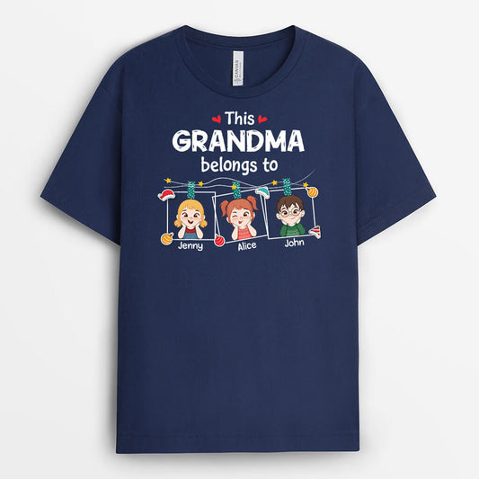 3385AUK2 this grandad belongs to grandkids christmas t shirt personalised gift for grandad