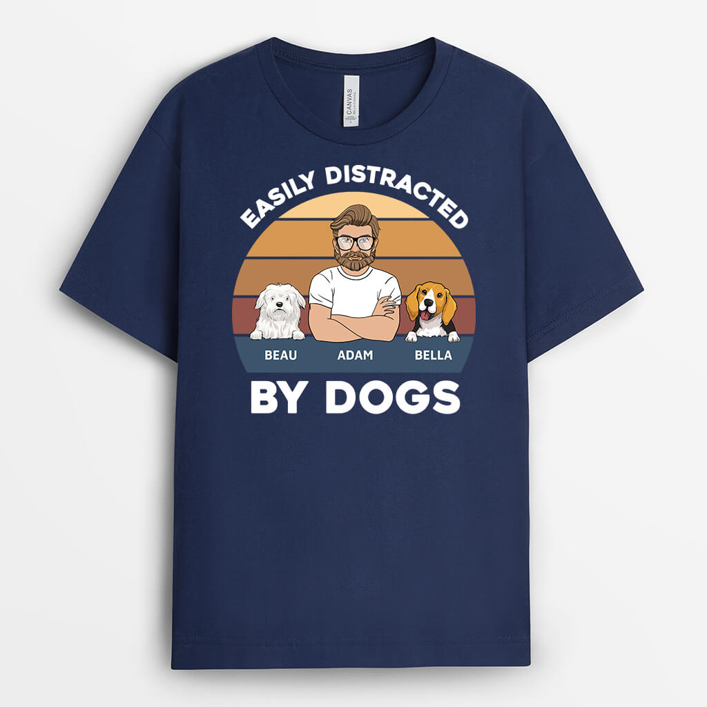 3391AUK1 easily distracted by dogs t shirt personalised gifts for dog lovers