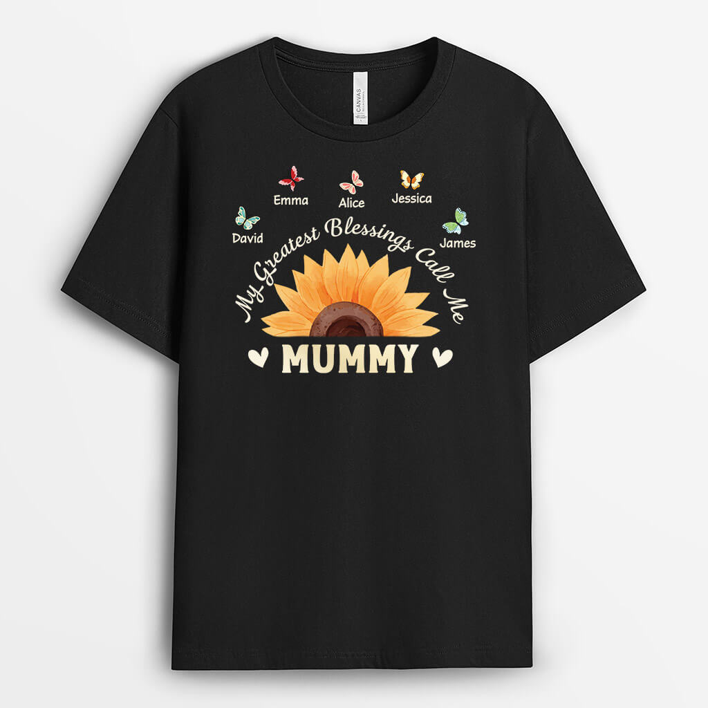3392AUK2 my greatest blessing calls me grandma t shirt personalised gifts for grandma