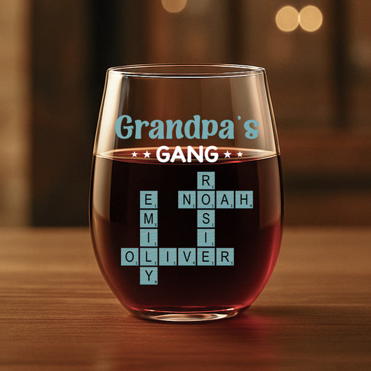 3402IUS1 custom stemless wine glasses _ crossword gifts for grandpa 3402I8Q5B