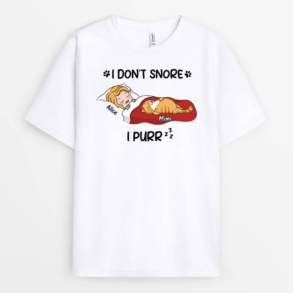 3414AUK1 i dont snore i purr t shirt personalised gifts for cat lovers