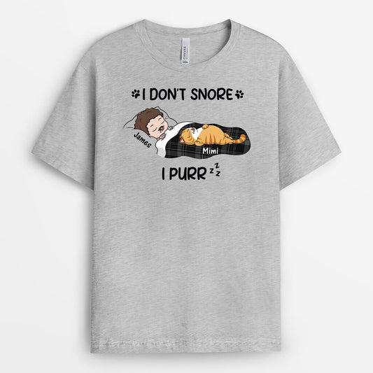 3414AUK2 i dont snore i purr t shirt personalised gifts for cat lovers
