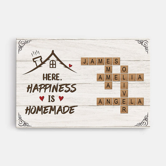 3429CUK1 here happiness is homemade crossword canvas personalised family gifts