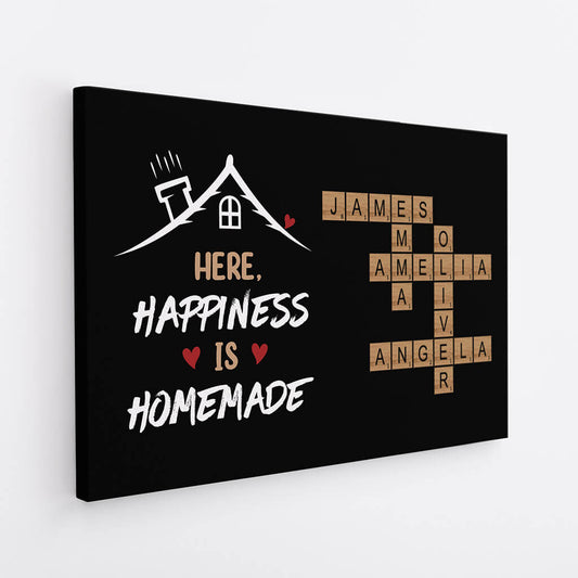 3429CUK2 here happiness is homemade crossword canvas personalised family gifts
