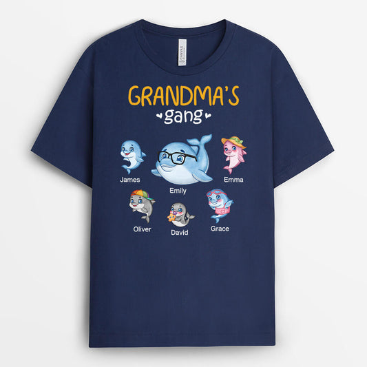 3433AUK2 blue whale grandads gang t shirt personalised gifts for grandad