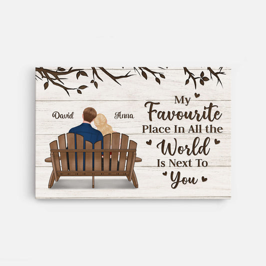 3442CUK1 my favourite place in all the world is next to you canvas personalised gifts for couple