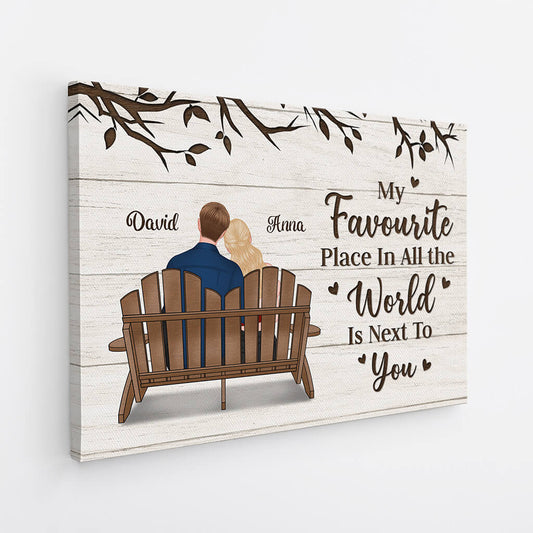 3442CUK2 my favourite place in all the world is next to you canvas personalised gifts for couple
