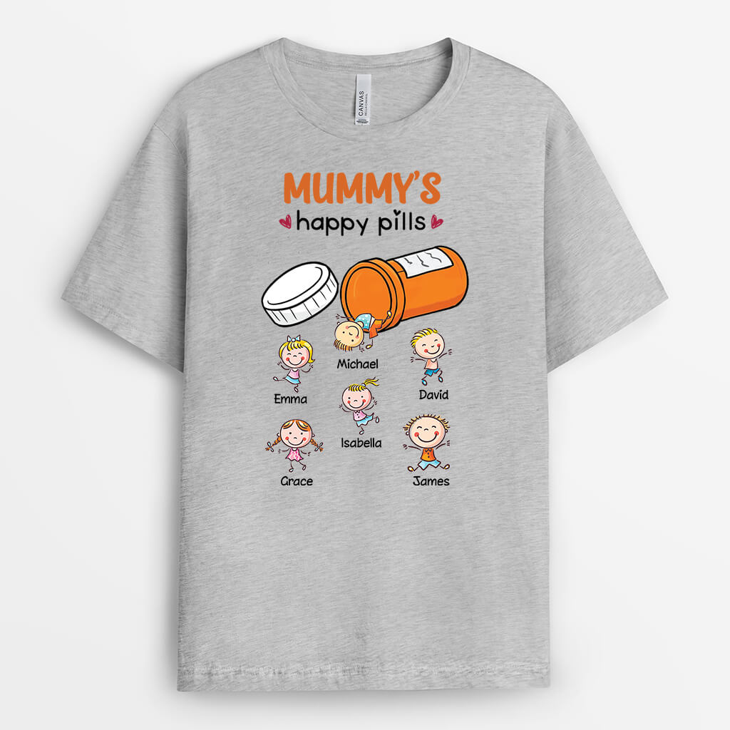 3453AUK2 grandads happy pills t shirt personalised gifts for grandad