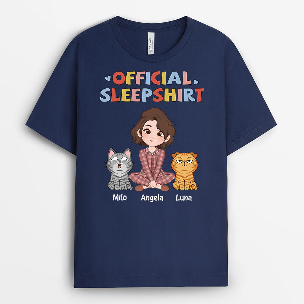 3476AUK1 funny cat themed official sleepshirt personalised gifts for cat mum
