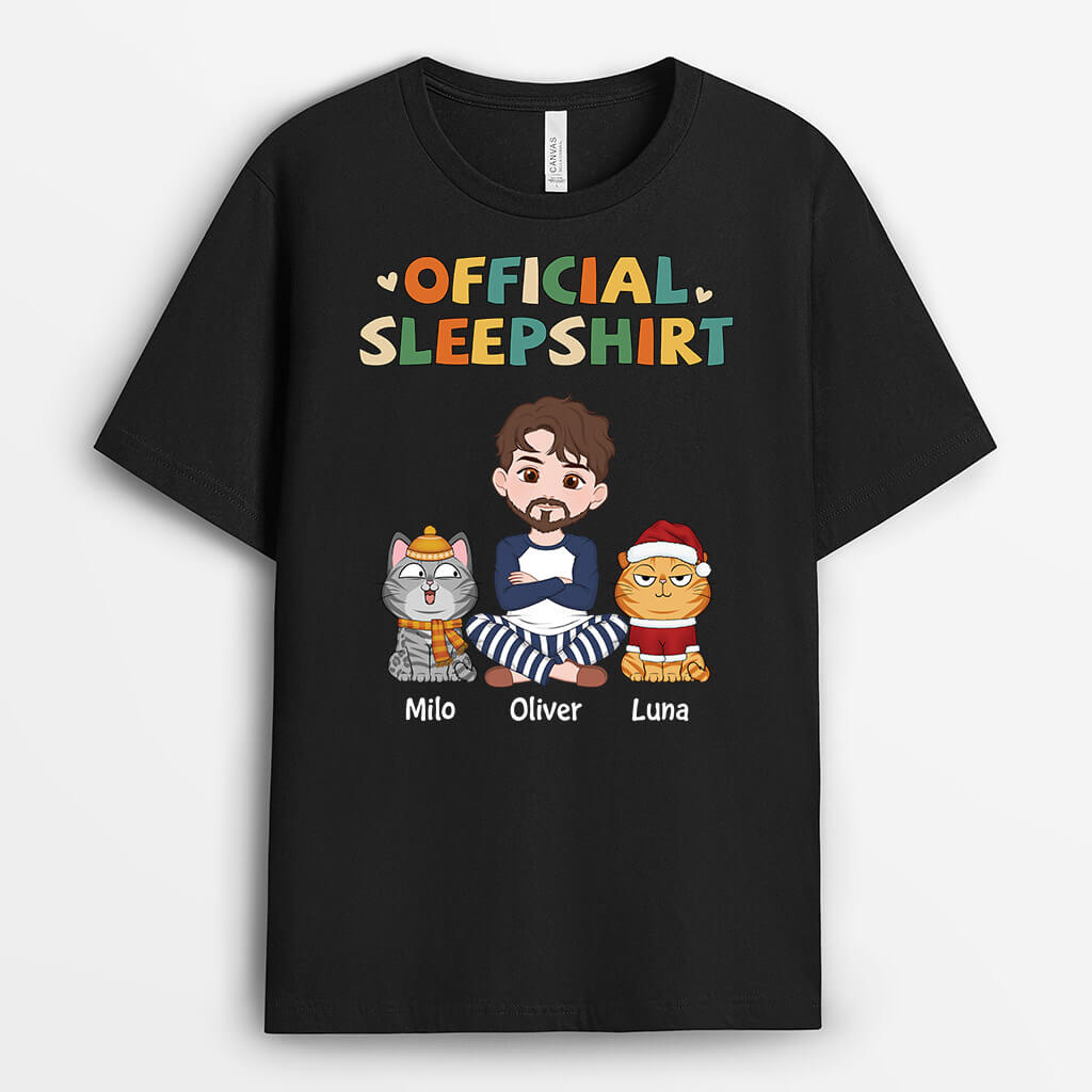 3476AUK2 funny cat themed official sleepshirt personalised gifts for cat mum