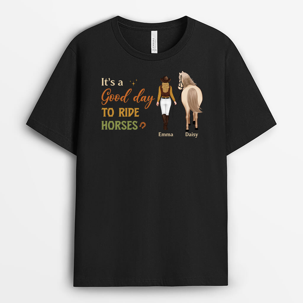 3479AUK1 its a good day to ride horses t shirt personalised gifts for her