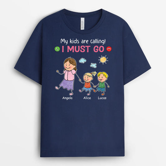 3483AUK2 my grandkids are calling i must go t shirt personalised gifts for grandad