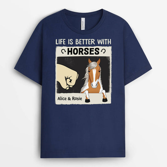 3487AUK2 life is better with horses t shirt personalised gifts for her