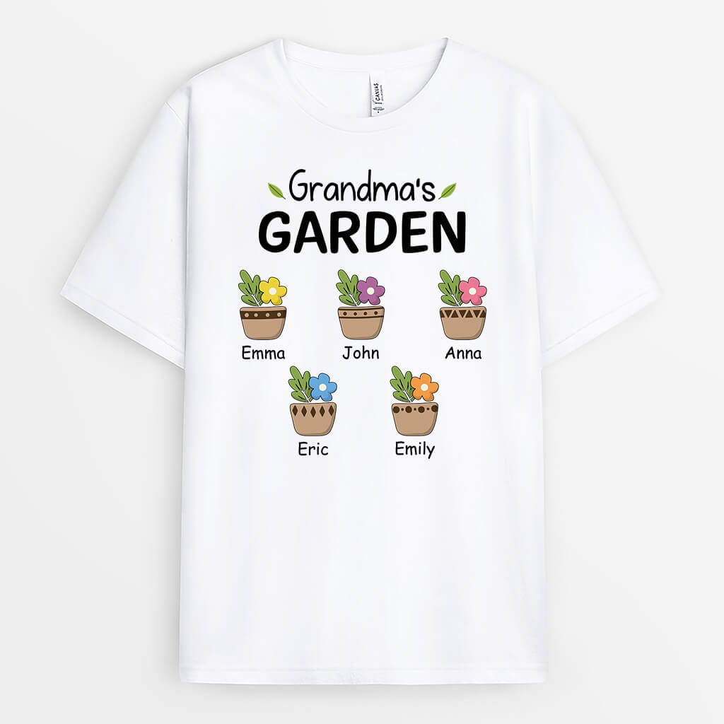 3491AUK1 cute grandmas garden t shirt personalised gifts for grandma