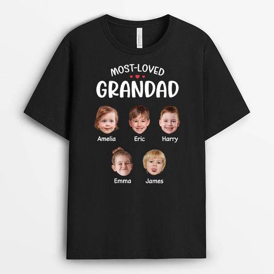 3496AUK1 most loved grandad t shirt personalised gifts for grandad