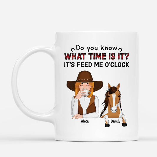 3507MUK1 what time is it its feed me oclock mug personalised gifts for horse lovers