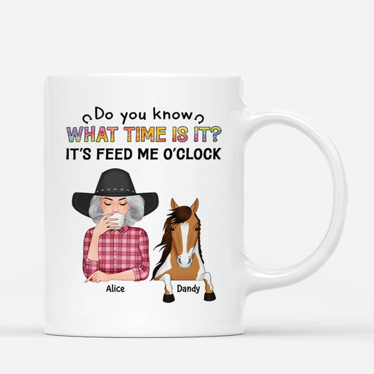3507MUK2 what time is it its feed me oclock mug personalised gifts for horse lovers