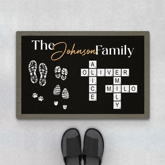 3514DUK1 personalised the family crossword doormat personalised for grandparents parents